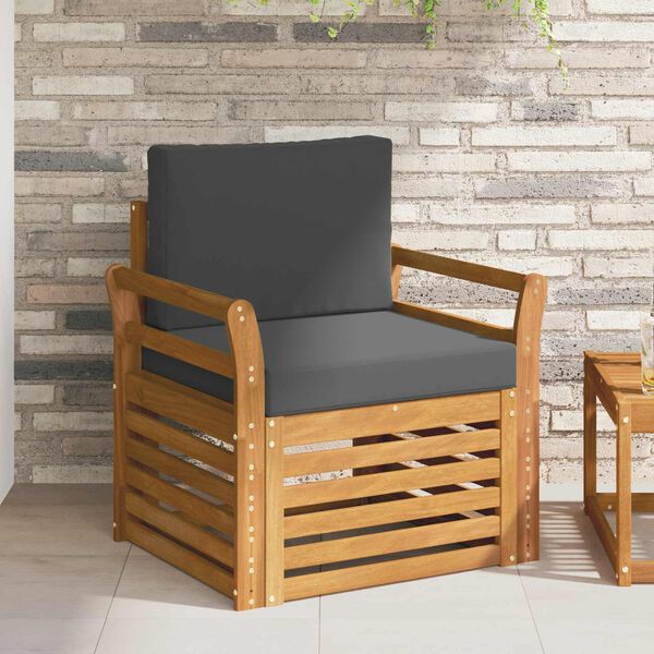 vidaXL Outdoor-Sofagarnitur Massives Akazienholz und Polyester Natur