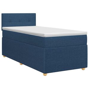 vidaXL Boxspringbett mit Matratze mit Kopfteil Blau 80 x 200 cm Stoff