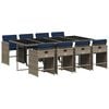vidaXL 9-teiliges Garten-Ess-Set mit Kissen, grau, Polyrattan