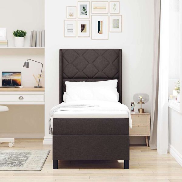 vidaXL Boxspringbett mit Matratze Dunkelbraun 80 x 200 cm Stoff