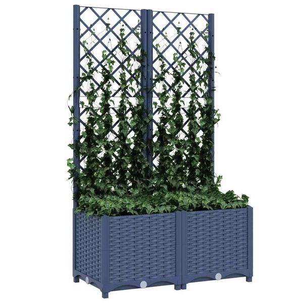 vidaXL Garten-Pflanzgef&auml;&szlig; mit Spalier Blaugrau 80 x 40 x 136 cm PP