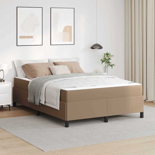 vidaXL Bettrahmen mit Matratze Cappuccino 140 x 190 cm Stoff