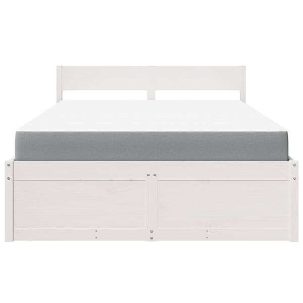 vidaXL Bett mit Schubladen und Matratze Wei&szlig; 120x200 cm Massivholz