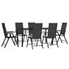 vidaXL 7-tlg. Garten-Essgruppe Schwarz Poly Rattan
