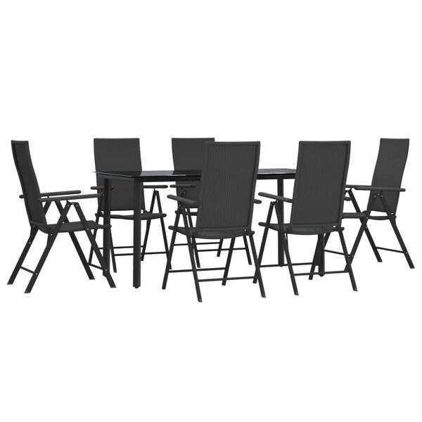 vidaXL 7-tlg. Garten-Essgruppe Schwarz Poly Rattan