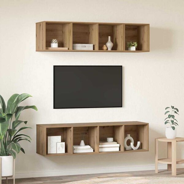 vidaXL TV-Schrankset Wandmontiert 3 pcs Artisan-Eiche Holzwerkstoff