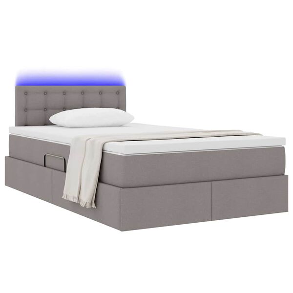 vidaXL Bett mit Stauraum und LED mit Matratze Taupe 120 x 200 cm Stoff