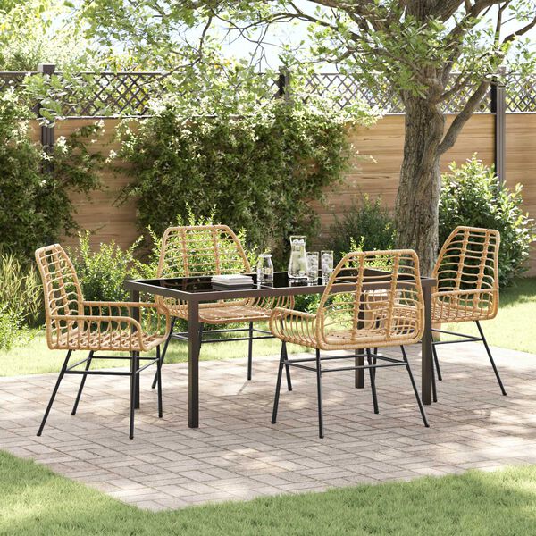 vidaXL Garten Essgruppe 5 pcs Braun Poly-Rattan