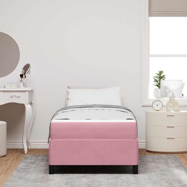 vidaXL Bettrahmen mit Matratze Rosa 80 x 200 cm Stoff