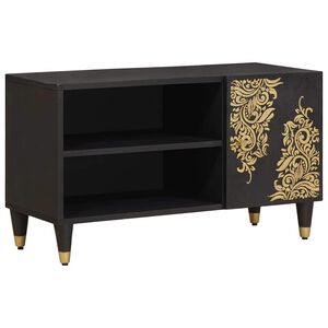 vidaXL TV-Schränk mit Regal Schwarz 80 x 33 x 46 cm Massivholz Mango