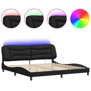 vidaXL Bettgestell mit LED ohne Matratze "Hvar" Schwarz 200x200 cm