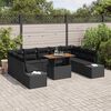 vidaXL Garten-Sofa-Set mit Speicher 10 pcs Schwarz Poly Rattan