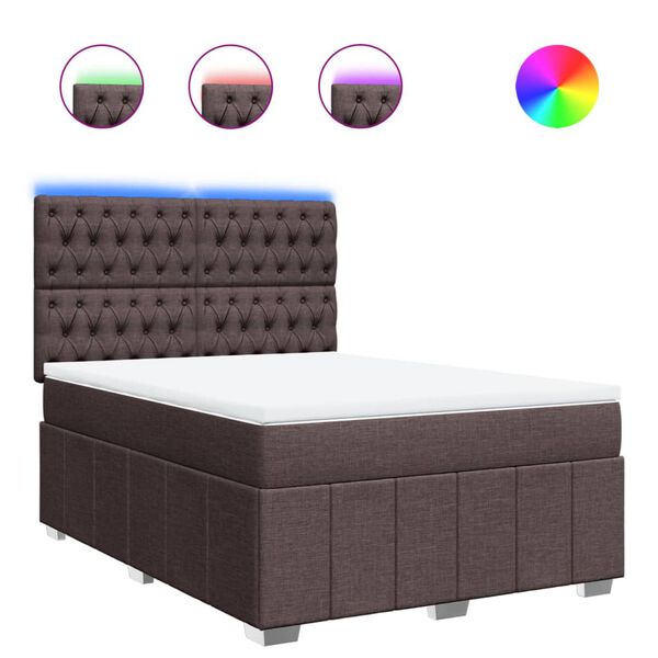 vidaXL Boxspringbett mit Matratze Dunkelbraun 160x200 cm Stoff