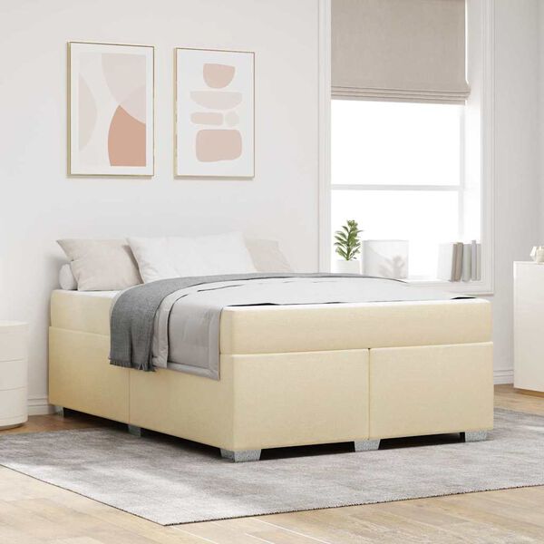 vidaXL Bettrahmen mit Matratze Creme 140 x 200 cm Stoff