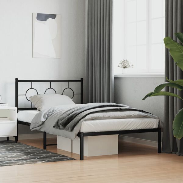 vidaXL Bettgestell mit Kopfteil Metall Schwarz 107x203 cm