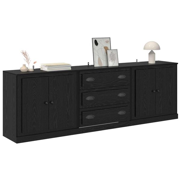 vidaXL Sideboards 3 pcs Schwarz Eichen-Optik 70 x 35,5 x 67,5 cm
