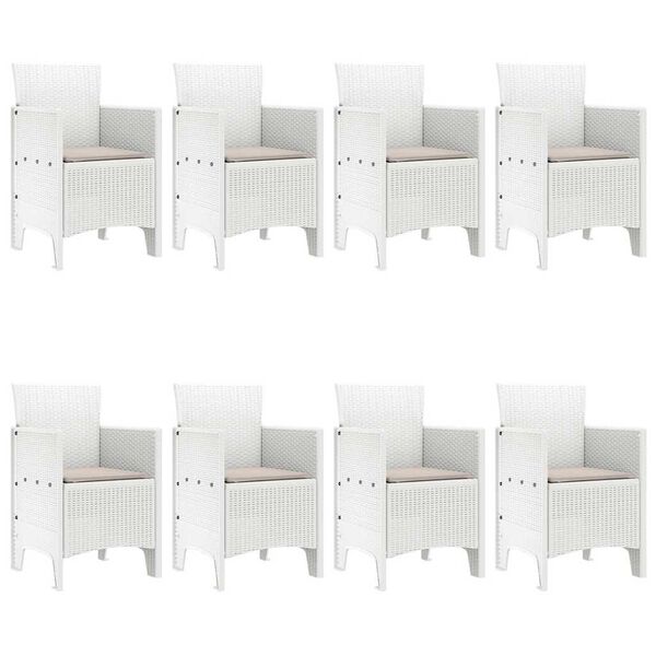 vidaXL Garten Essgruppe 9 pcs Wei&szlig; Polt Rattan