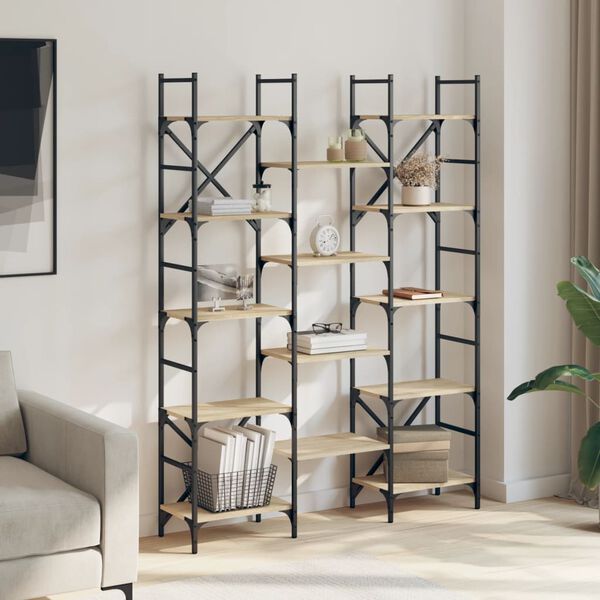 vidaXL B&uuml;cherregal Sonoma-Eiche 127,5x28,5x172,5 cm Holzwerkstoff