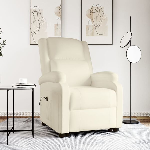 vidaXL Aufstehsessel Creme Kunstleder