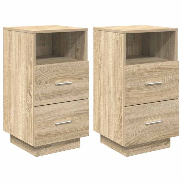 vidaXL Nachttische 2 Stk. mit 2 Schubladen Sonoma-Eiche 36x36x68 cm