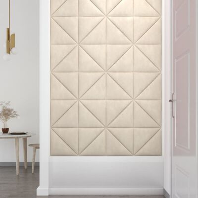 vidaXL Wandpaneele 12 Stk. Creme 30x30 cm Samt 0,54 m²