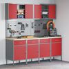 vidaXL Werkbank mit Schubladen 10 pcs Rot Ingenieure Holz und Stahl