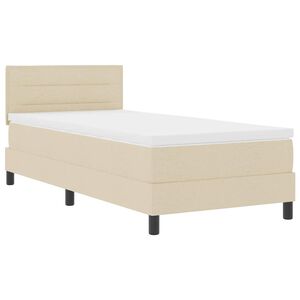vidaXL Boxspringbett mit Matratze mit LED Creme 90 x 200 cm Stoff