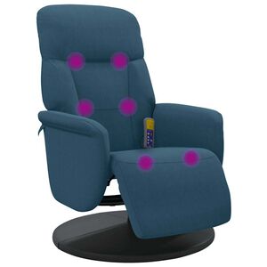 vidaXL Massagesessel mit Fu&szlig;teil Blau Samt