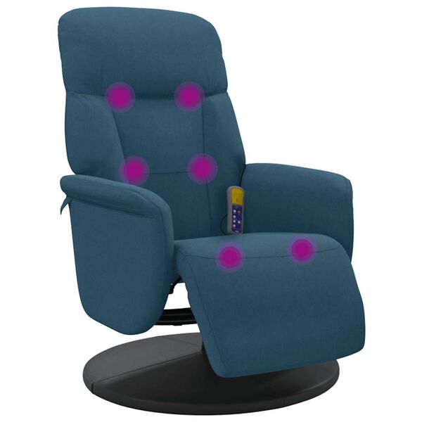 vidaXL Massagesessel mit Fu&szlig;teil Blau Samt