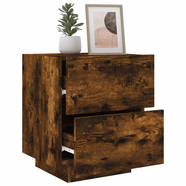 vidaXL Nachttische mit LED-Leuchten 2 Stk. R&auml;uchereiche Holzwerkstoff
