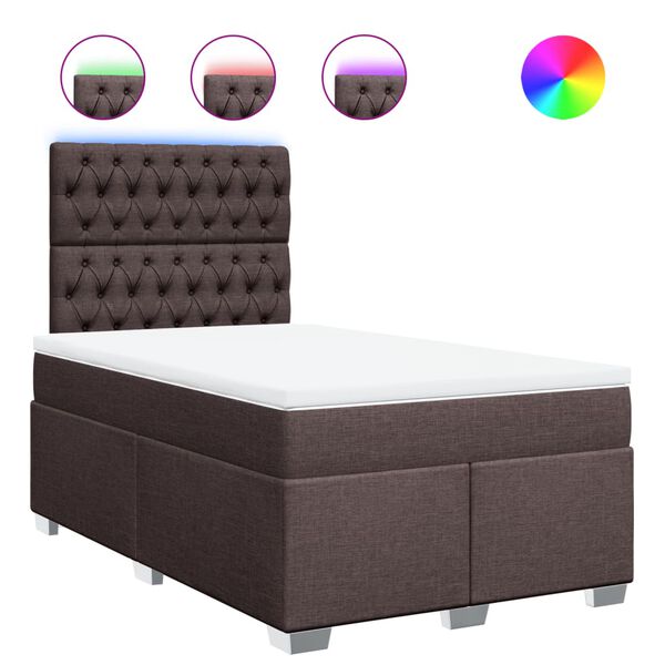 vidaXL Boxspringbett mit Matratze Dunkelbraun 120x190 cm Stoff