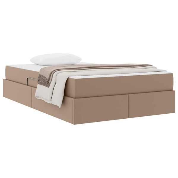 vidaXL Aufbewahrungsbett mit Matratze 2 pcs Cappuccino Leder