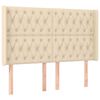 vidaXL Boxspringbett mit Matratze & LED Creme 140x190 cm Stoff