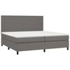 vidaXL Boxspringbett mit Matratze & LED Grau 200x200 cm Kunstleder