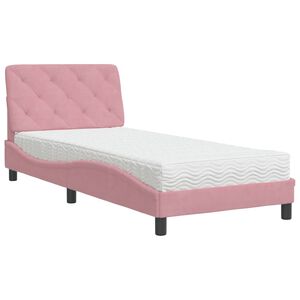 vidaXL Bett mit Matratze Rosa 90x190 cm Samt