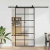 vidaXL Schiebet&uuml;r mit Beschlag Schwarz 102x205 cm ESG-Glas