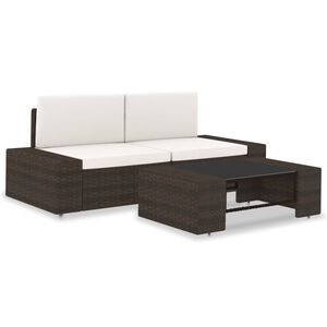 vidaXL 3-tlg. Garten-Lounge-Set Poly Rattan Braun