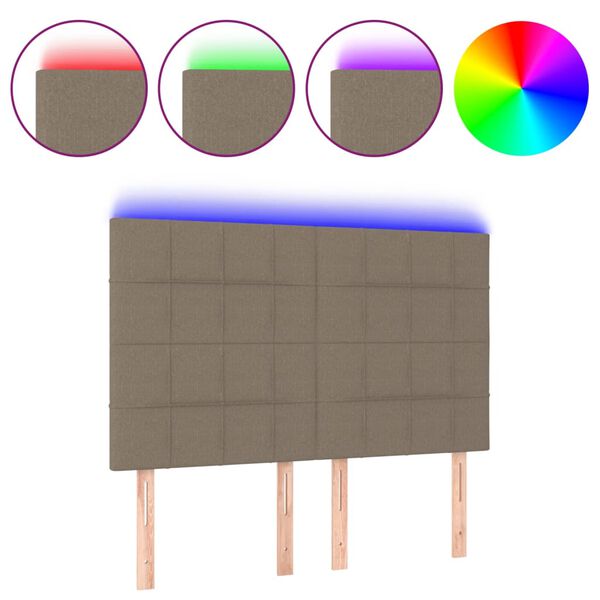 vidaXL LED Kopfteil Taupe 144x5x118/128 cm Stoff
