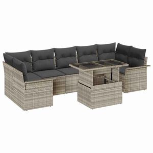 vidaXL Gartensofa-set 8 stk. Hellgrau Poly-Rattan