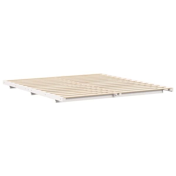 vidaXL Bodenbettgestell Wei&szlig; 200 x 200 cm Massivholz Kiefer