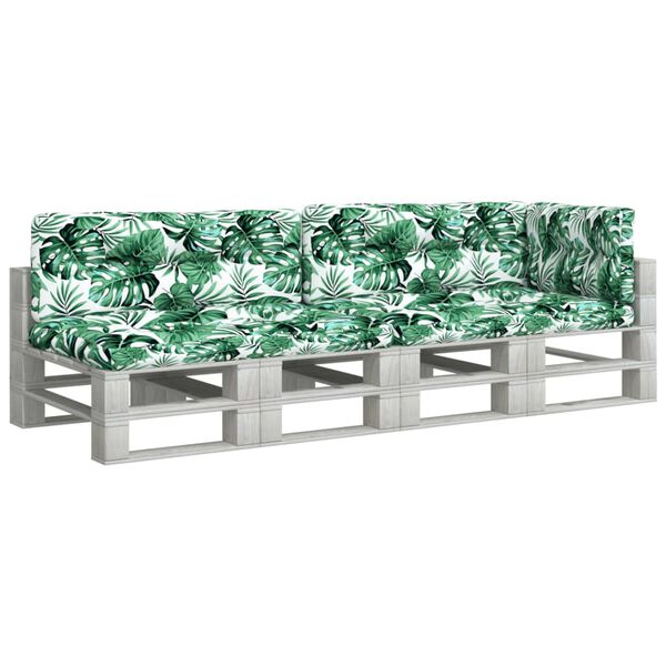 vidaXL Palettenkissen 5-tlg. Blattmuster Stoff