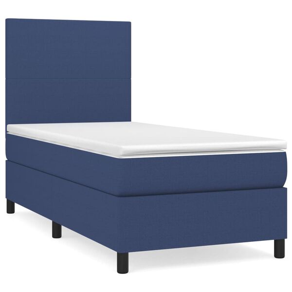 vidaXL Boxspringbett mit Matratze Blau 80x200 cm Stoff