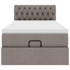 vidaXL Ottoman-Bett mit Matratze & LEDs Taupe 90x190 cm Stoff