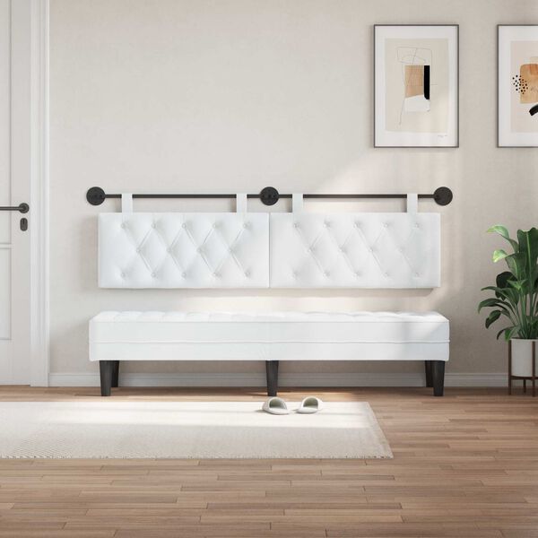vidaXL H&auml;ngevorderseite Wandmontiert Wei&szlig; 170 x 55 x 7 cm Stoff