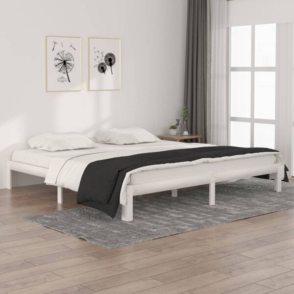 vidaXL Massivholzbett Wei&szlig; Kiefer 200x200 cm