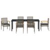 vidaXL Garten Essgruppe 7 pcs Grau Poly-Rattan