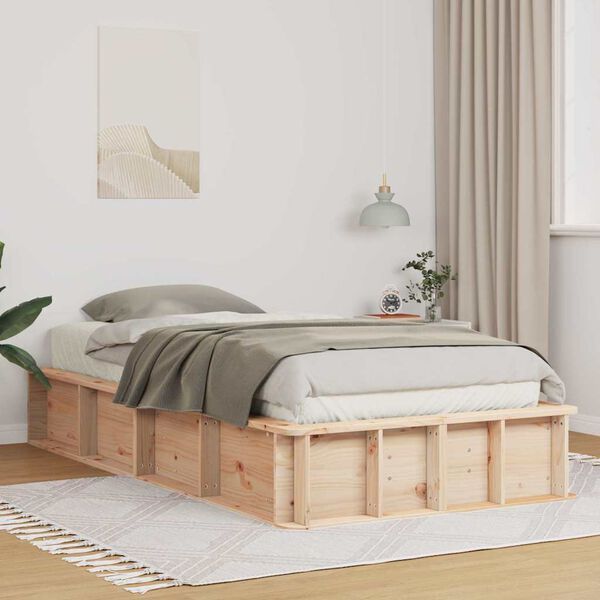 vidaXL Bettrahmen Braun 100 x 200 cm Massives Kiefernholz