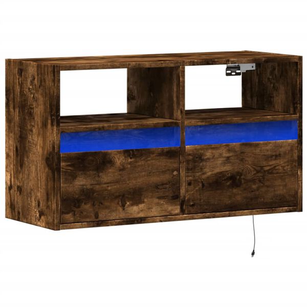 vidaXL TV-Wandschrank mit LED-Beleuchtung R&auml;uchereiche 80x31x45 cm