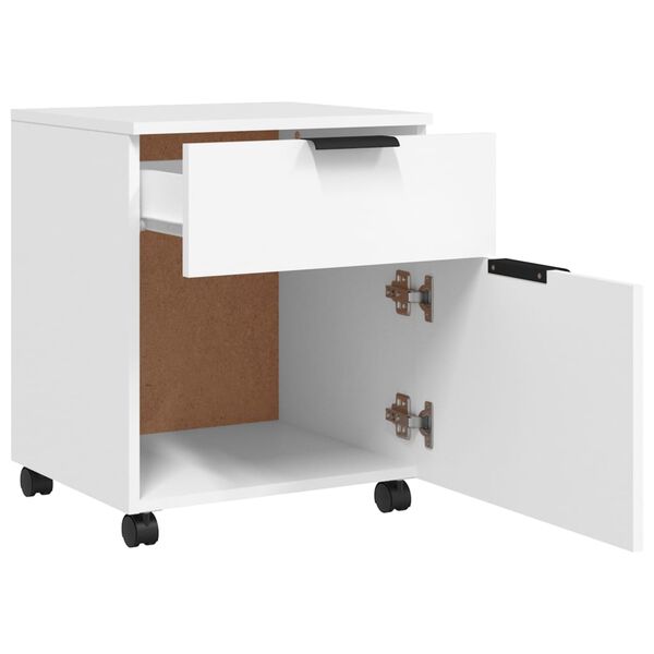 vidaXL Mobiler Aktenschrank mit Rollen Wei&szlig; 45x38x54 cm Holzwerkstoff