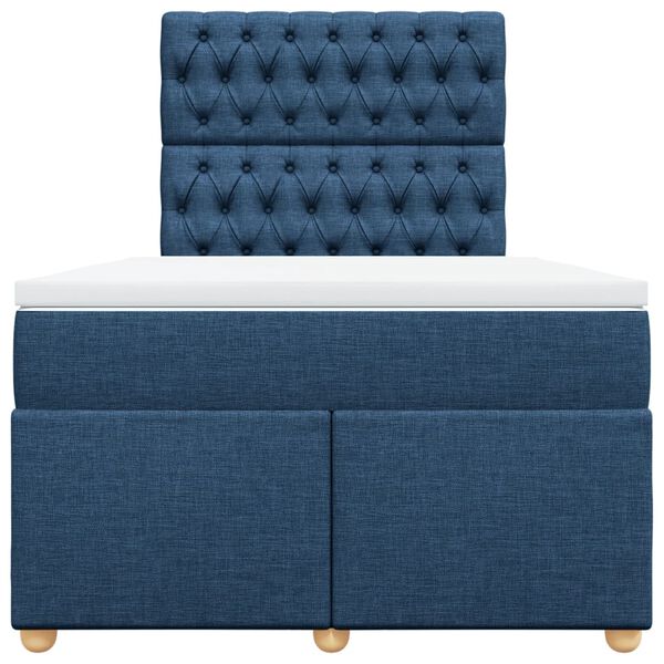 vidaXL Boxspringbett mit Matratze Blau 120x200 cm Stoff